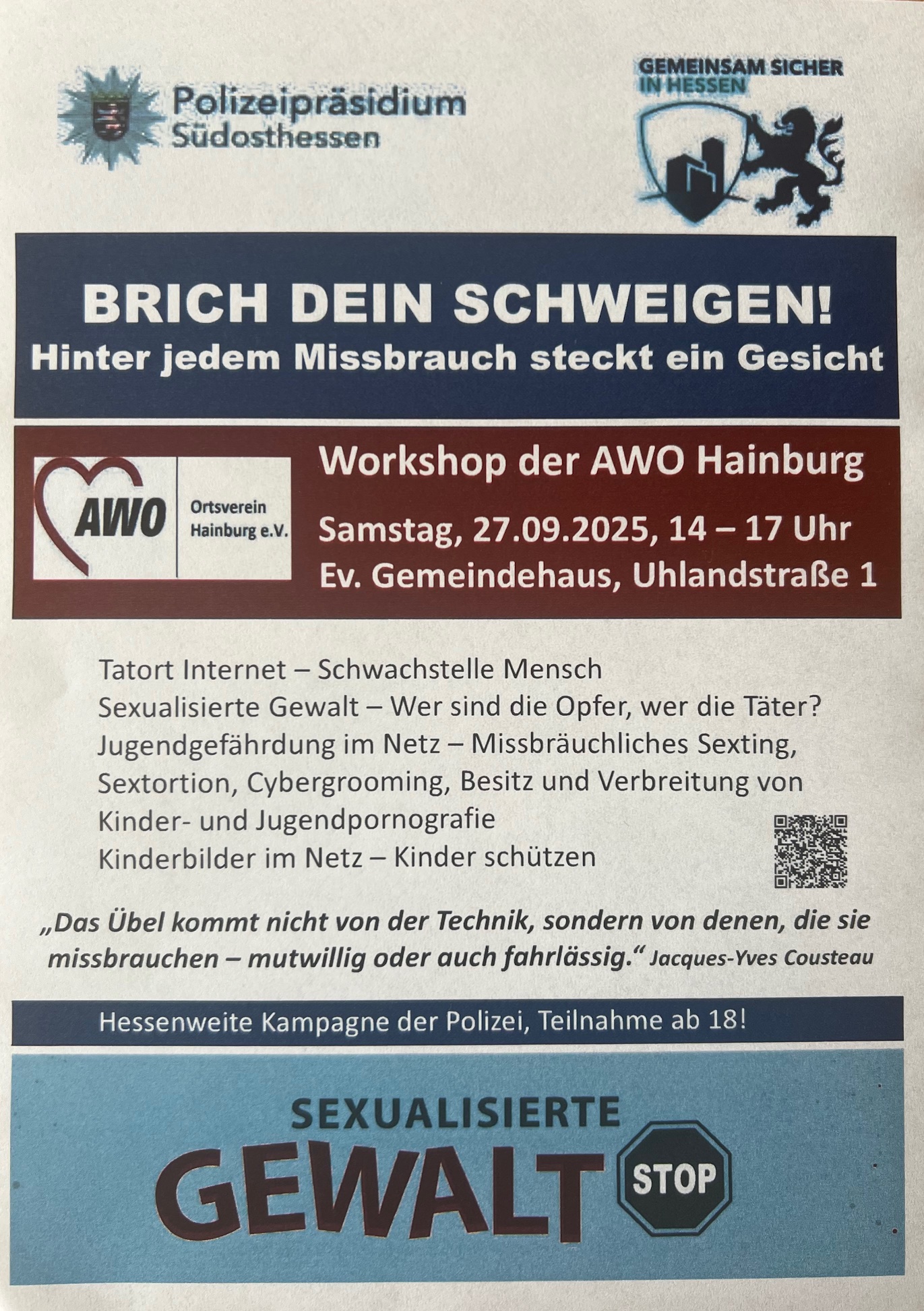 Tatort Internet – Schwachstelle Mensch, Jugendgefährdung im Netz. Vortrag der Kripo Südhessen